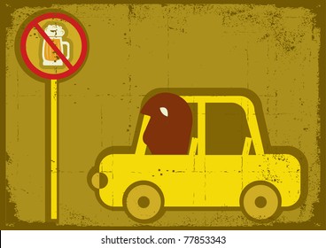 No drink and drive.Vector poster symbol of alcohol