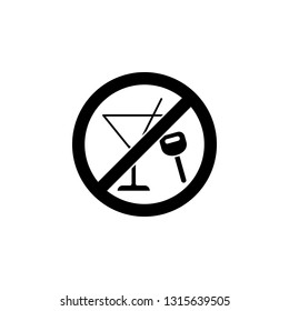 No drink driving sign icon. Simple glyph, flat vector element of ban, prohibition, forbid icons set for UI and UX, website or mobile application