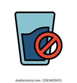 No drink icon. filled outline. Eid, fasting, islam, muslim, no drink, ramadan icon. No drinking Islam iftar symbol. religious concept forbidden drink Vector illustration design EPS 10