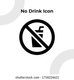 No Drink Icon with Glyph Style, Vector Editable
