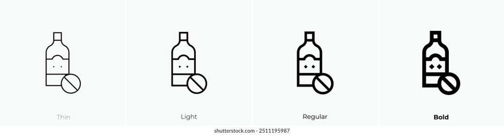 no drink icon. Thin, Light Regular And Bold style design isolated on white background