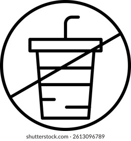 No Drink Line Vector Icon Design