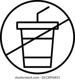 No Drink Line Vector Icon Design