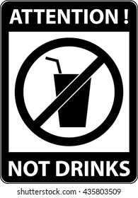 No drink prohibited symbol isolated on white. Sign indicating the prohibition or rule. Warning and forbidden. Flat design. Vector illustration. Easy to use and edit. EPS10.
