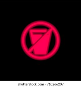 No drink red glowing neon ui ux icon. Glowing sign logo vector