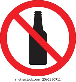 no drink sign. no buttle, No alcohol, Don't drink icon, Prohibition symbol, Vector illustration
