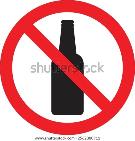 no drink sign. no buttle, No alcohol, Don't drink icon, Prohibition symbol, Vector illustration
