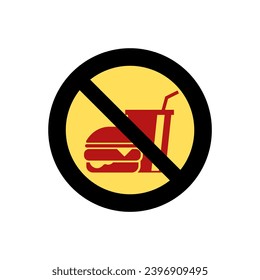 No drink sign, no food sign background. Editable stroke. Vector graphics. No food allowed symbol, isolated on white background. Prohibition sign.