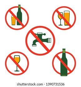 No Drinking Alcohol Not Allowed Vector Icon Symbol