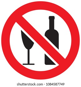 No drinking. No alcohol sign. Prohibit sign, vector illustration.
