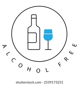 No Drinking Alcohol-Free Wine Vector Icon Design