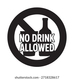 No se permite beber una señal de prohibición con una botella y un vaso