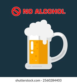 No drinking beer, beer drink flat design style.