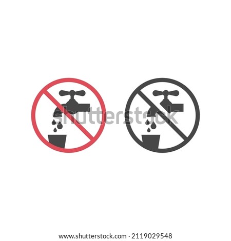 No drinking, drinkable water prohibition sign. Do not drink the water filled vector icon.