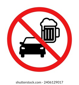 No Drinking and Driving Sign on White Background