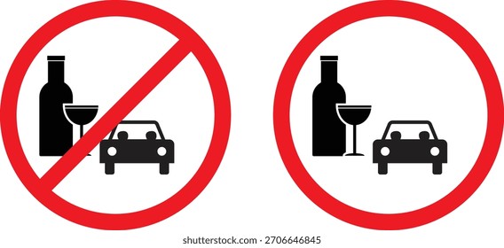 Sem Beber e Dirigir Aviso Ícone de Proibição de Segurança de Carro com Álcool