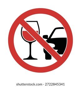 Sem sinal de aviso de beber e dirigir com copo de vinho e carro