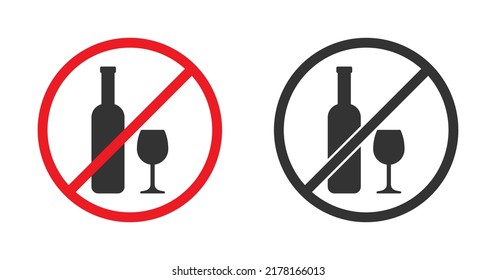 No drinking icon. No alcohol sing. Vector illustration.