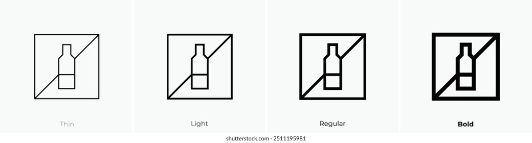 no drinking icon. Thin, Light Regular And Bold style design isolated on white background
