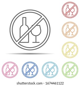 No drinking multi color icon. Element of swimming poll thin line icon on white background