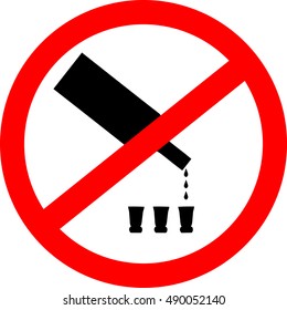 No drinking sign. No alcohol sign isolated on white background. Vector illustration