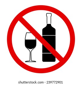 No drinking sign, no alcohol, prohibited activities. Vector illustration - you can simply change color and size