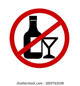 No Drinking Sign Isolated On White Background. Forbidden Symbol Simple, Flat Vector, Icon You Can Use Your Website Design

