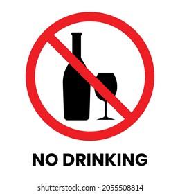 No Drinking Sign Sticker with text inscription on isolated background. No Drinking Sign prohibition sign Alcohol