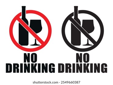 No Drinking Sign Sticker with text