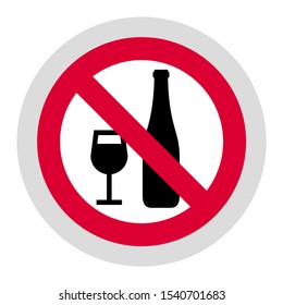 No drinking, smoking forbidden sign, modern round sticker