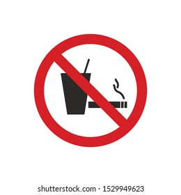 No Drinking And Smoking Sign Isolated On White Background. Forbidden Symbol Simple, Flat Vector, Icon You Can Use Your Website Design, Mobile App Or Industrial Design. Vector Illustration