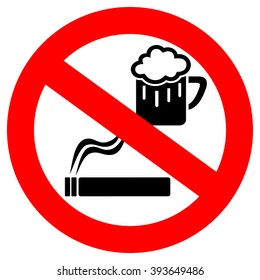 No Drinking And Smoking Sign On White Background