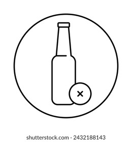 No Drinking Thin Line Vector Icon. Flat Icon Isolated on the White Background.Vector illustration EPS 10 Editable Stroke