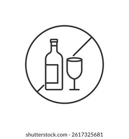 No Drinking Thin Line Vector Icon. Flat Icon Isolated on the White Background. Editable Stroke EPS file. Vector illustration.