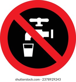 No drinking water icon. No drinking tap water icon