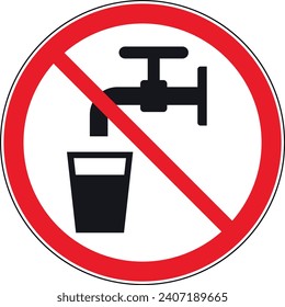 No drinking water, drinking not allowed - prohibition sign