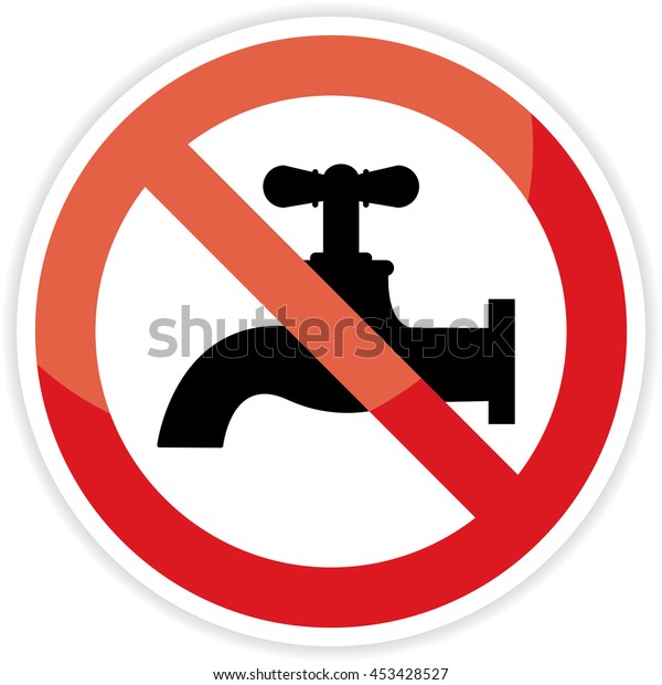 No Drinking Water Sign On White Stock Vector (Royalty Free) 453428527