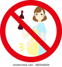 No drinking when pregnant. vector illustration