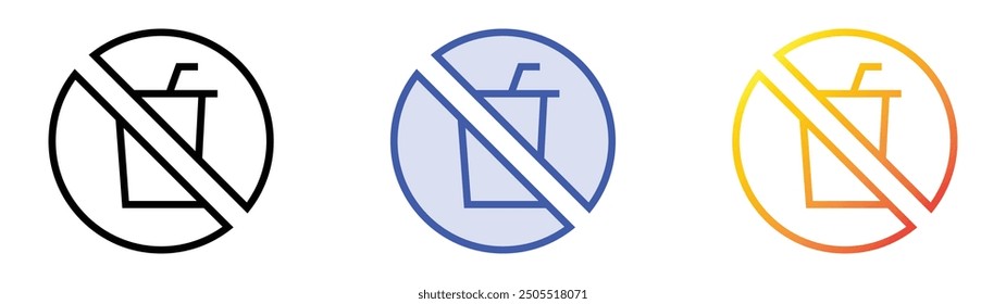 no drinks icon. Linear, Blue Fill and Gradient Style Design Isolated On White Background