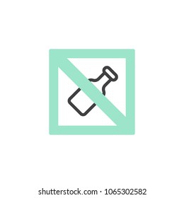 No drinks icon vector, linear flat sign, bicolor pictogram, green and gray colors. Forbidden sign symbol, logo illustration