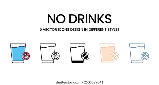 No Drinks icons vector set stock illustration