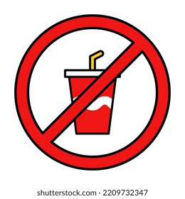 No Drinks Sign on White Background