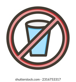 No Drinks Thick Line Filled Colors For Personal And Commercial Use.
