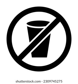 No Drinks Vector Glyph Icon For Personal And Commercial Use.
