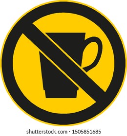 No drinks vector icon on white background. Coffee prohibition. Restriction sign. Forbidden symbol. Cup silhouette. Ban concept. Flat simple line graphic design illustration.
