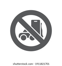 No driving and phone using icon, color, line, outline vector sign, linear style pictogram isolated on white. Symbol, logo illustration