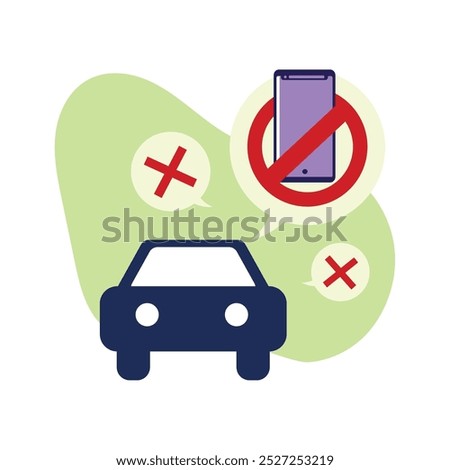 no driving and phone using isolated