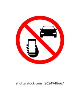 No driving and phone using sign isolated on white background