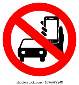 No driving and phone using vector sign isolated on white background