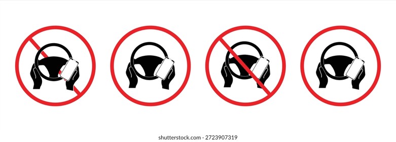 Ninguna conducción y teléfono usando la muestra del Vector aislada en el fondo blanco